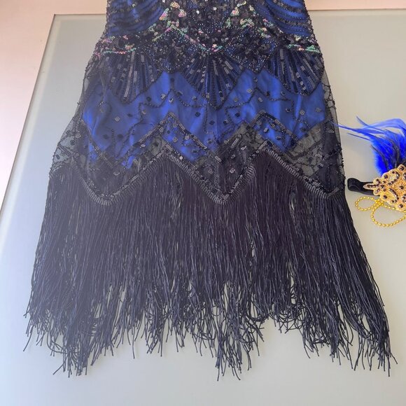 Flapper Blue Dress Party Fringe Halloween Costume Size Adult Medium - Picture 5 of 8